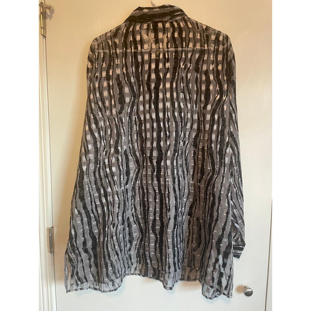 Notations Sheer Button Down Blouse Long Sleeve Bl… - image 2